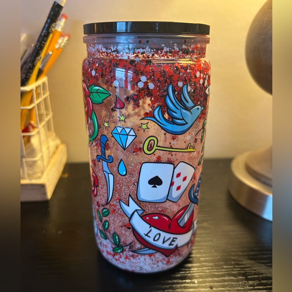 Colorful Tattoo-Inspired Tumbler